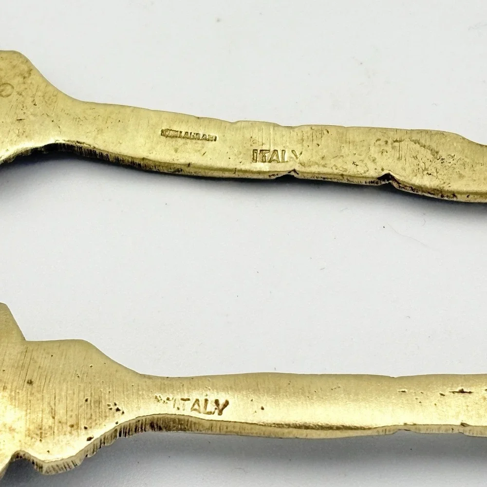 Vintage Montagnani Italy Ornate Brass Serving Spoon & Fork 7.5
